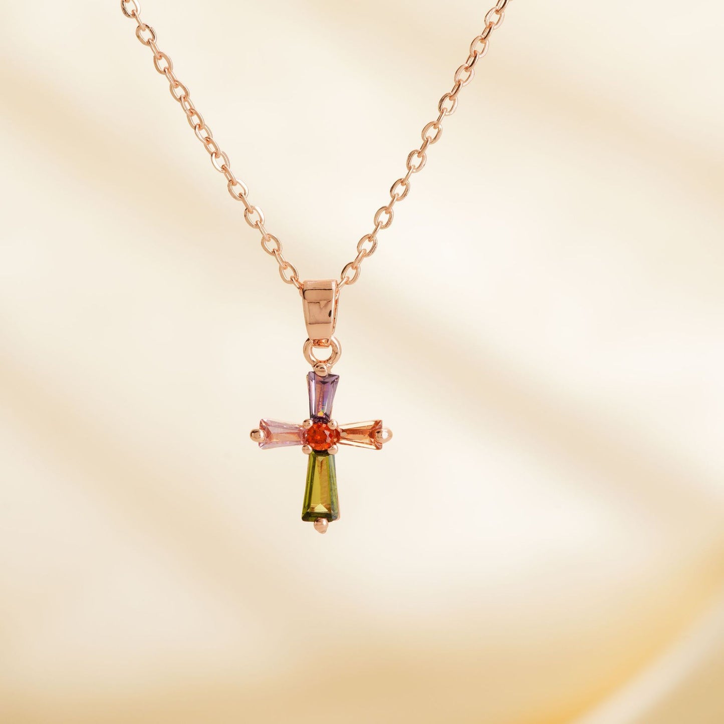 Colorful Copper Inlaid With Zircon Pendant Light Luxury Simple Personalized All-match Necklace
