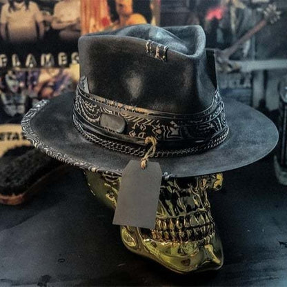 Halloween Neue handgemachte Totenkopfmütze Filz Jeansmütze