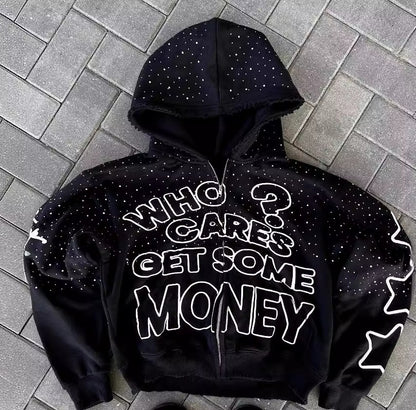 Sudadera con capucha y estampado de letras de estilo oscuro de High Street, estilo europeo y americano