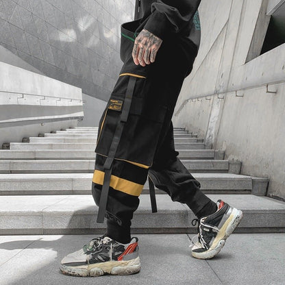 New Contrast Color Streamer Casual Pants Men - BAGMODA