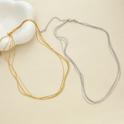 Collar multicapa de acero de titanio europeo y americano para mujer.