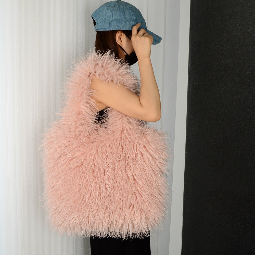 Faux Fur Beach Wool Plush Bag