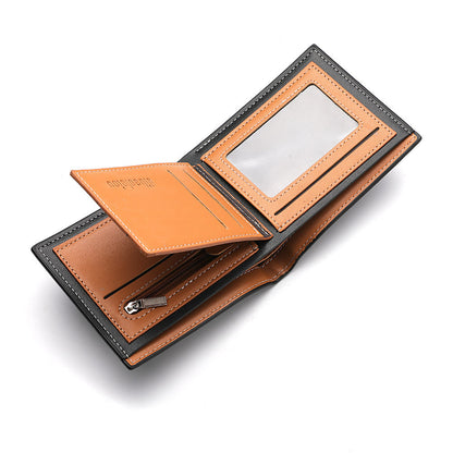 Cartera con cremallera para hombre con estampado de león en relieve