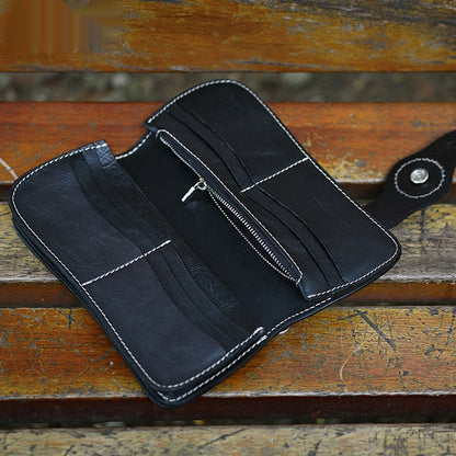 Cartera de piel de vaca de primera capa con bolsa de tela rica personalizada