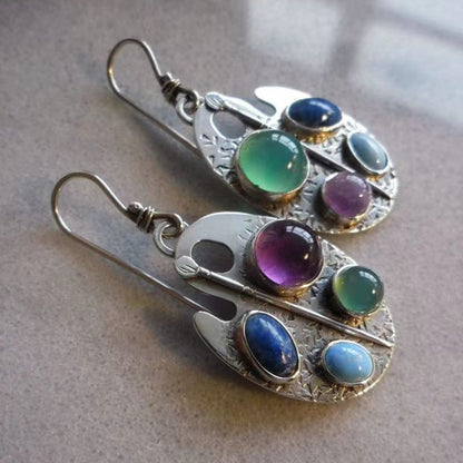 Pendientes geométricos asimétricos creativos hechos a mano para mujer