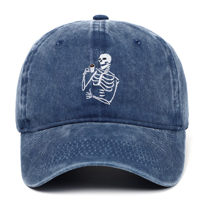 Totenkopf Tee Stickerei Baseball Vintage Distressed Waschmütze