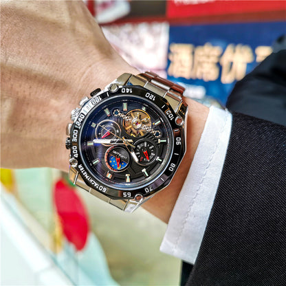 Nuevo reloj mecánico automático multifuncional para hombre