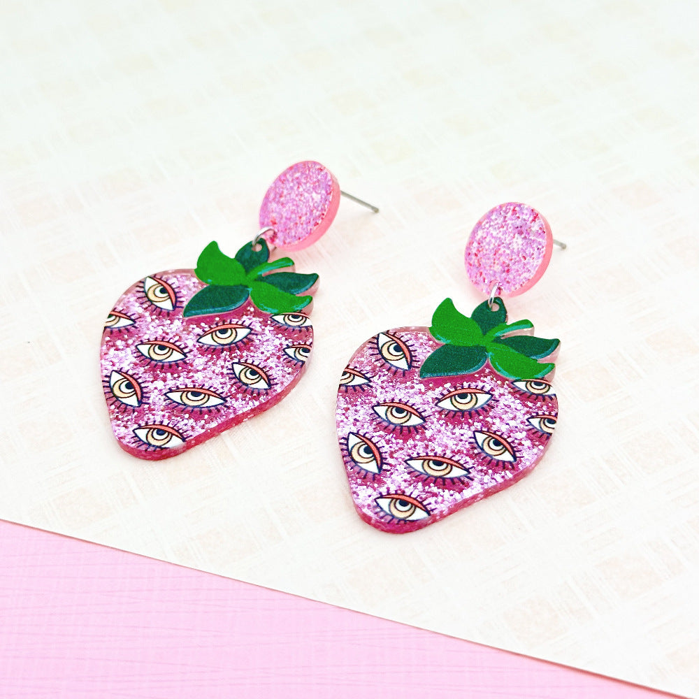 Halloween Day Ornament Colorful Ghost Eyes Funny Acrylic Earrings For Women