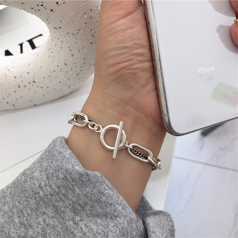 Punk Bracelets Carved Coin Head Bracelet Bangle Bohemian Circle Queen Thick Chain Tassel Pendant Bracelet Women Jewelry
