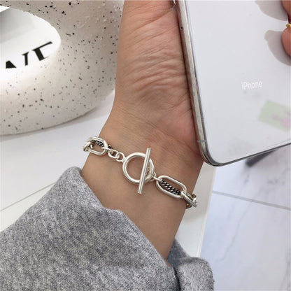 Pulseras punk con cabeza de moneda tallada, brazalete bohemio con círculo, cadena gruesa y borla, joyería para mujer 