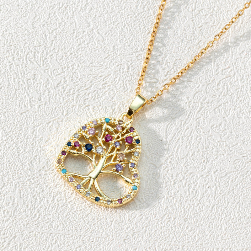 Popular Round Hollow Tree Of Life Pendant Necklace