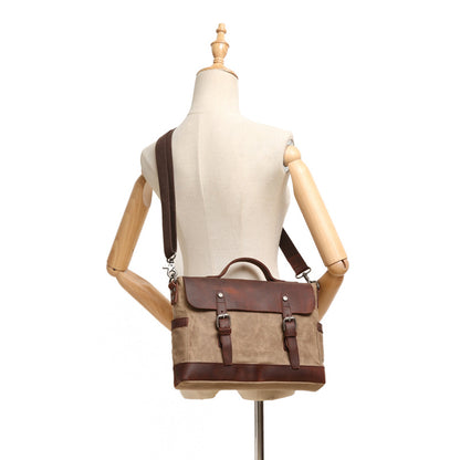 Pferdeleder Diagonale Handtasche Aktentasche Leinwand Eine Schulter