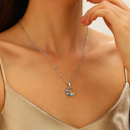 Collar con colgante de gota de agua azul HAILANG Sun para mujer