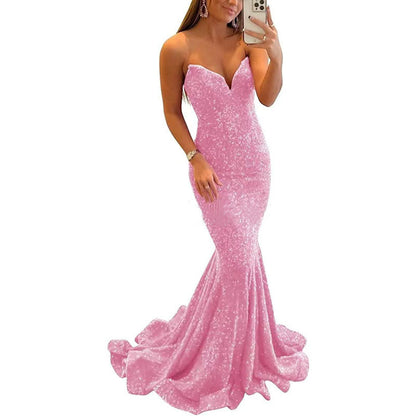 Pailletten-Abendkleider für Frauen, formelle, sexy, lange Abschlussball-Partykleider