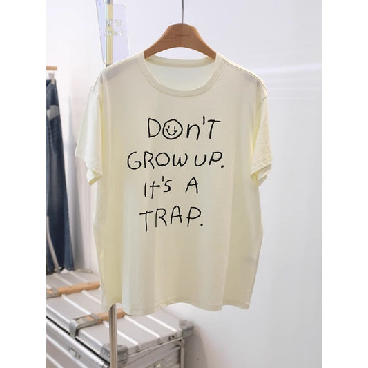 Short Sleeve Cotton Student Summer Wear  Loose Half-Sleeve Top Junior High School and High School Girls T-Shirt