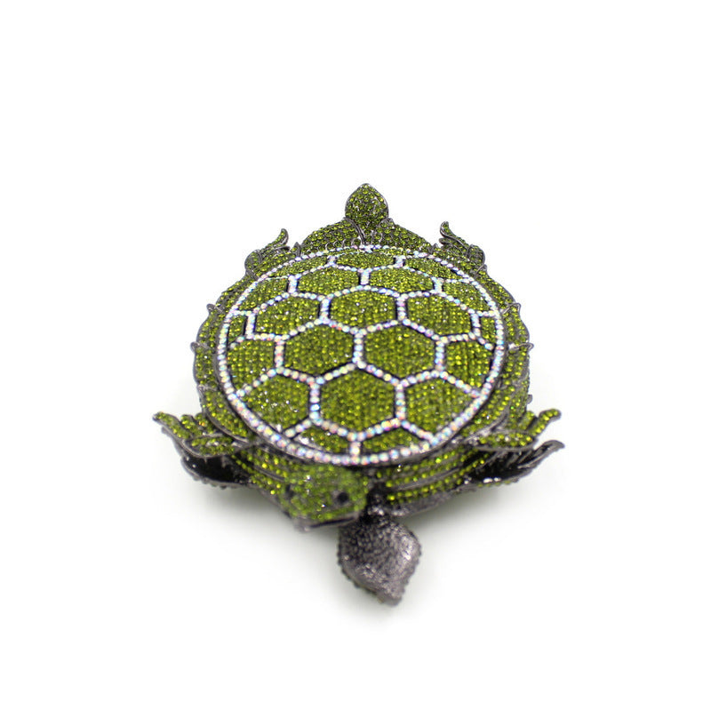 GlimmerShell Green Turtle Crystal Clutch