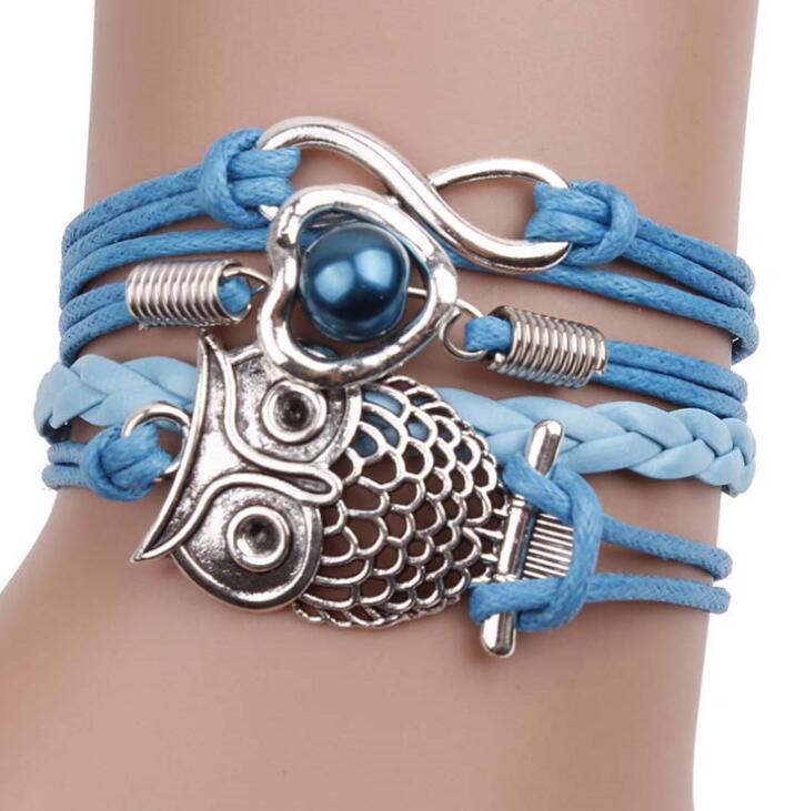 Bracelets on hand Infinity Owl Pearl Friendship Multilayer Charm Leather Bracelets