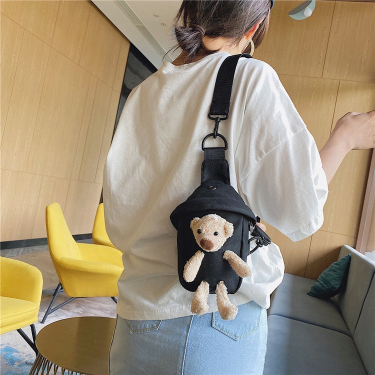 Girls Bear Canvas Chest Bag