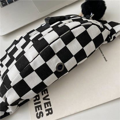 Black And White Crossbody Waist Bag - BAGMODA