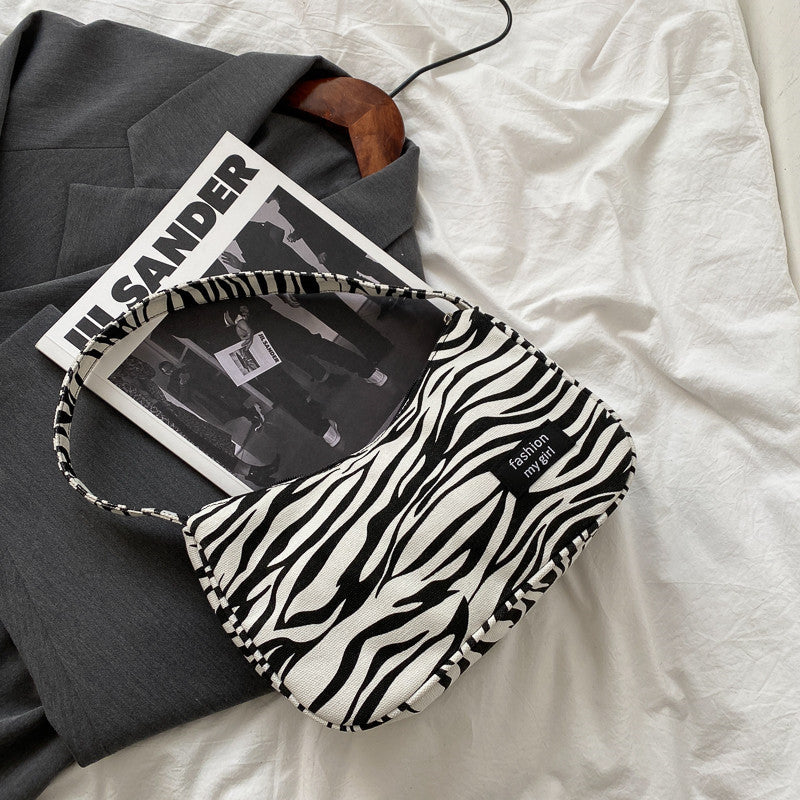 B&W Canvas Hobo Bag