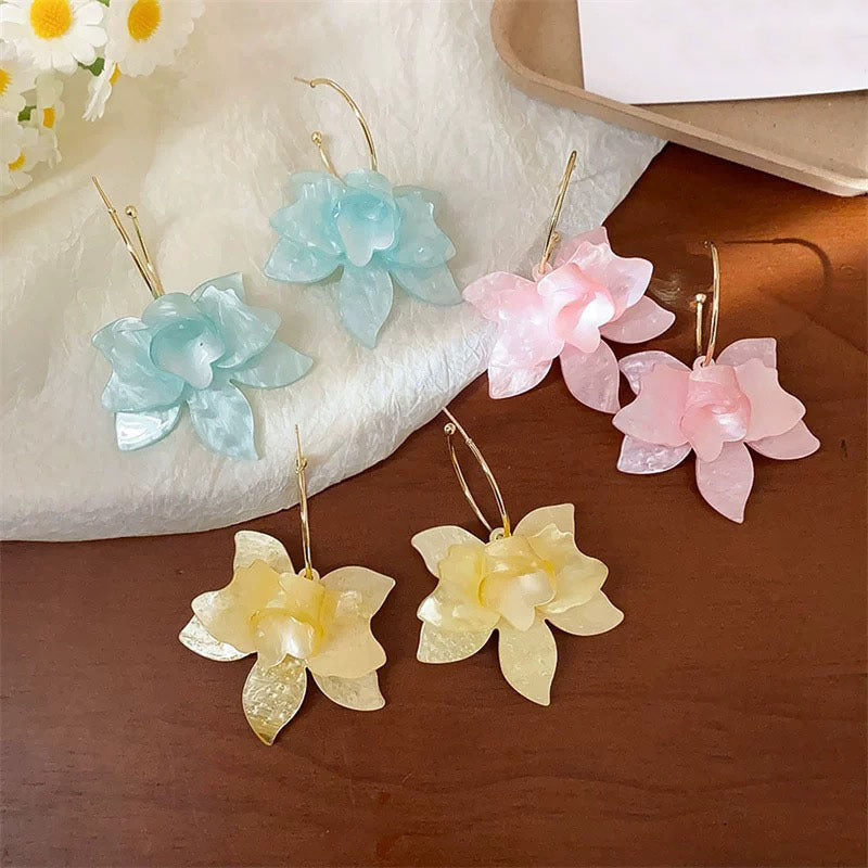 Vintage Acrylic Flower Exaggerated Earrings