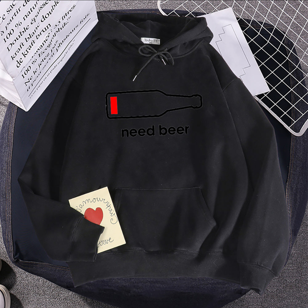 Breathable Casual Women's Hoodie Sweatshirt With Beer Print