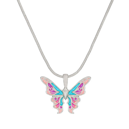 Collar de aceite colorido Ins con cadena de clavícula para novias con mariposas