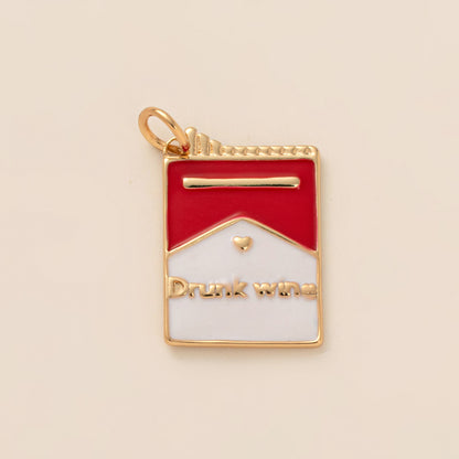 Colgante rectangular con forma de cruz, comida, rosa, cereza, amor y clima
