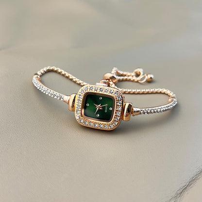 Reloj de moda con diamantes cuadrados para mujer