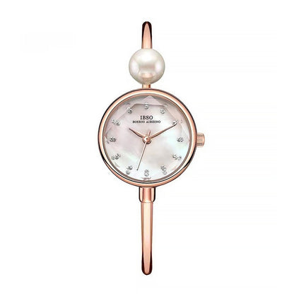 Damen Armbanduhr Muscheloberfläche Perle