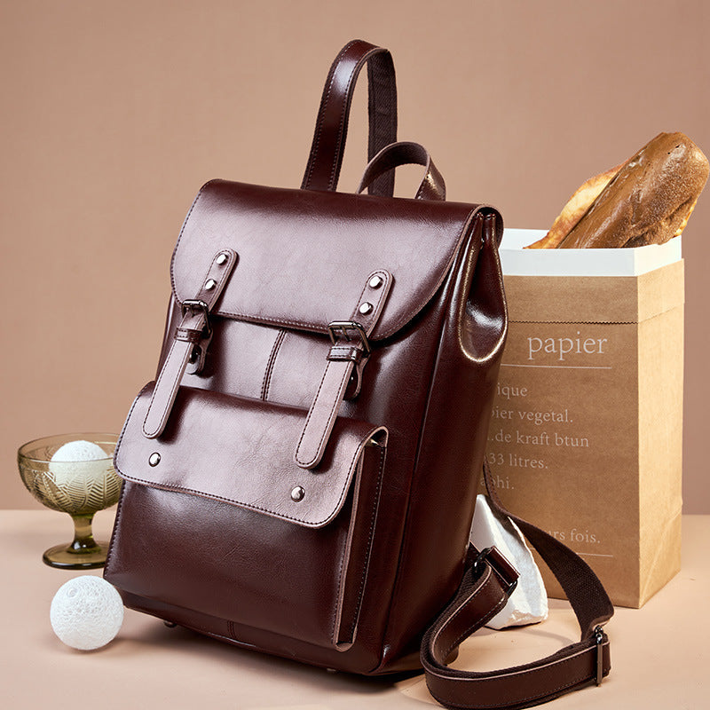 Cowhide Leather Wear-resistant Backpack