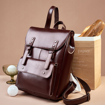 Cowhide Leather Wear-resistant Backpack