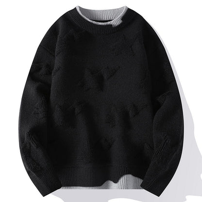 Suéter de cuello redondo de otoño e invierno, prendas de punto para hombre, tallas grandes