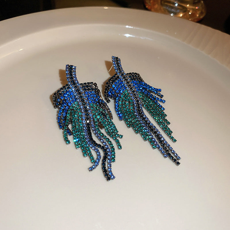 Flower Pattern Shell Tassel Round Earrings Light Luxury High Sense
