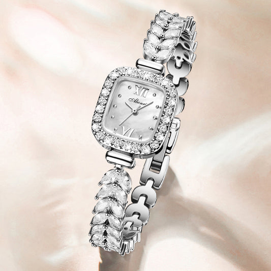 Temperament And Fully-jewelled Quartz Small Golden Spike Small Square Plate Watch