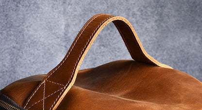 Mochila vintage de cuero de caballo para llevar a mano