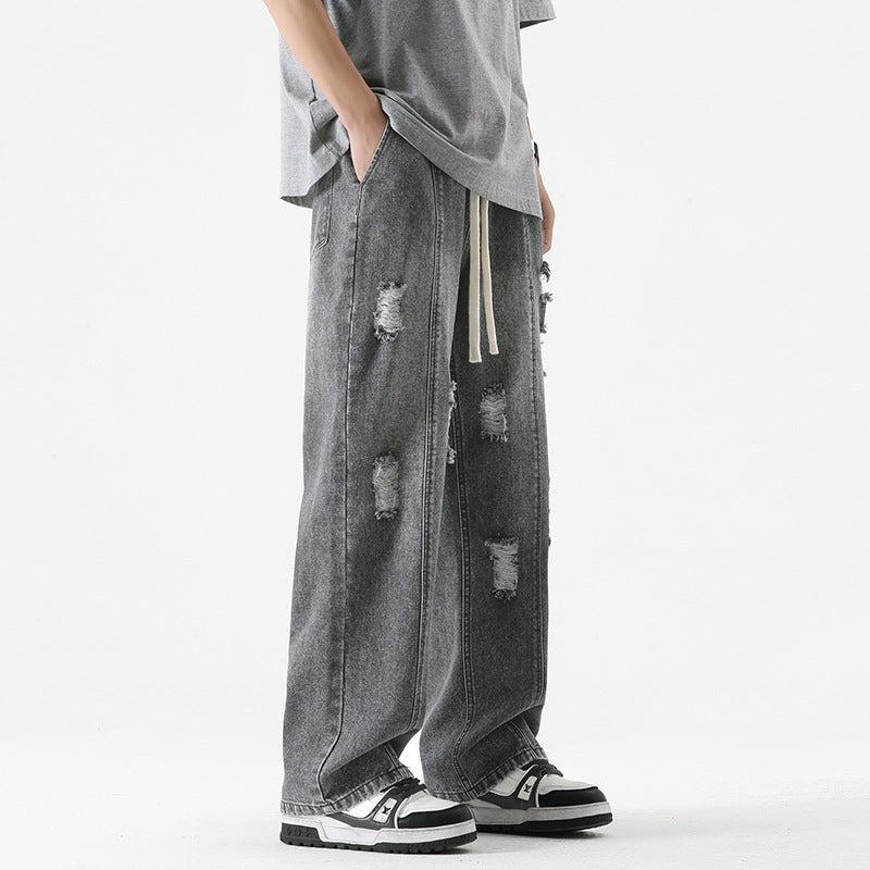 Fashion Men Loose Drawstring Straight - leg Pants - BAGMODA
