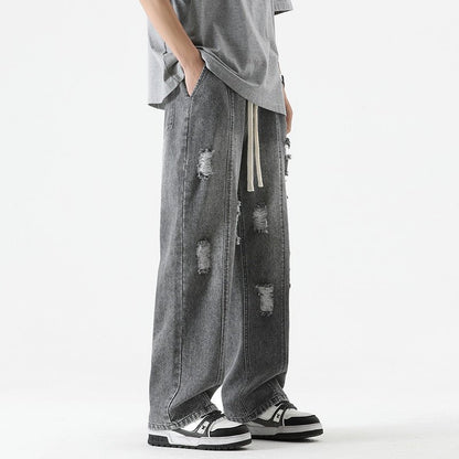 Fashion Men Loose Drawstring Straight - leg Pants - BAGMODA