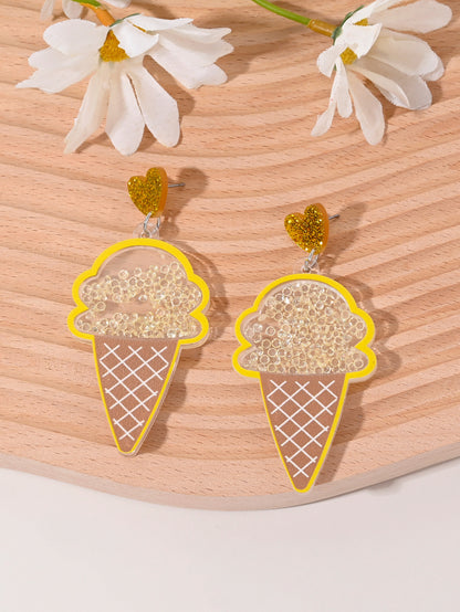 Pendientes de helado de cereza, fresa, sandía, piña y pastel de coco para mujer