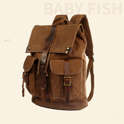 Mochila retro de lona para viajes al aire libre y ocio