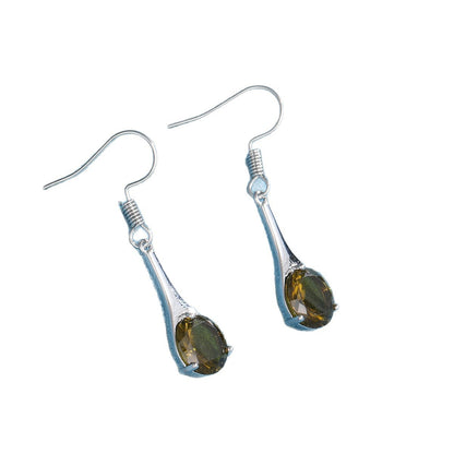 Mode Einfache Olive Grün Topas Ohrringe Minimalist Wasser Tropfen Form