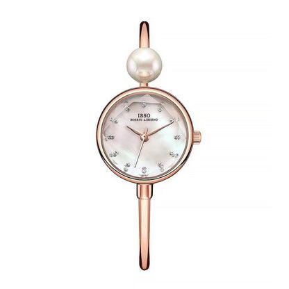 Damen Armbanduhr Muscheloberfläche Perle