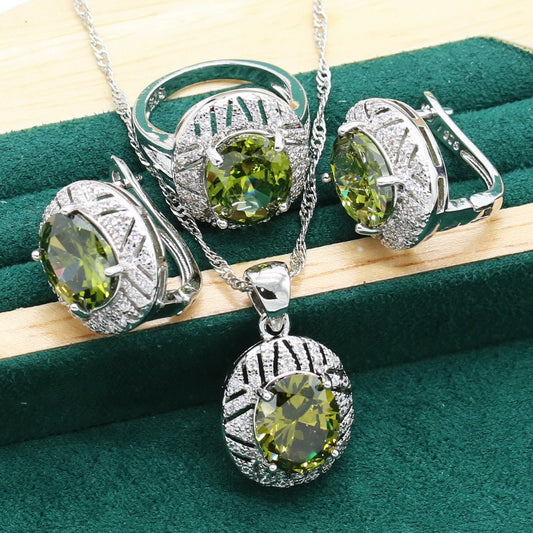 Anti-allergy Zircon Necklace Earring Ring Ornament Suit