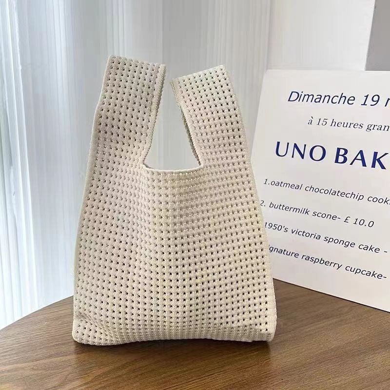 Bolso de mano retro de punto hueco para mujer