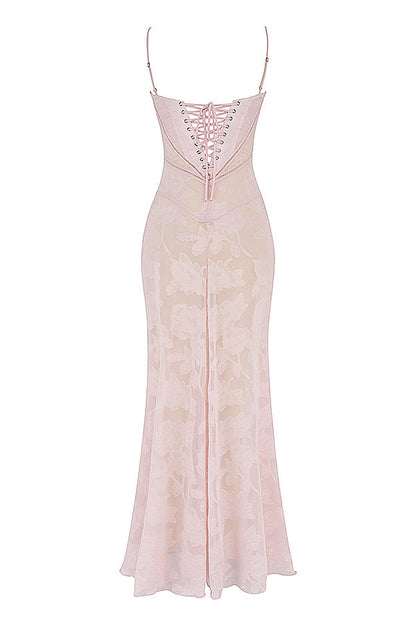 Vestido de verano largo con tirantes y encaje de flores, sexy, con espalda estrecha y cordones, para fiesta, noche y club.