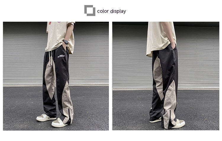Stitching Embroidery Casual Mopping Trend Men Straight - leg Pants - BAGMODA