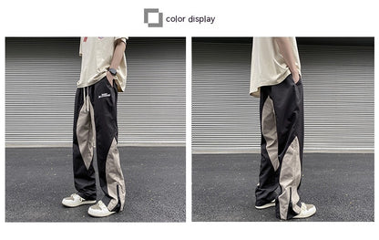 Stitching Embroidery Casual Mopping Trend Men Straight - leg Pants - BAGMODA