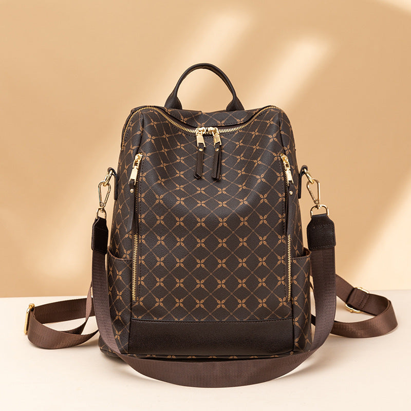 Mochila de viaje antirrobo retro estampada