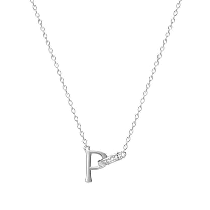Damen-Halskette mit 26 Buchstaben und Diamanten aus Titanstahl, kein Verblassen der Schlüsselbeinkette