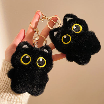 Llavero de peluche con colgante de mochila de gato negro